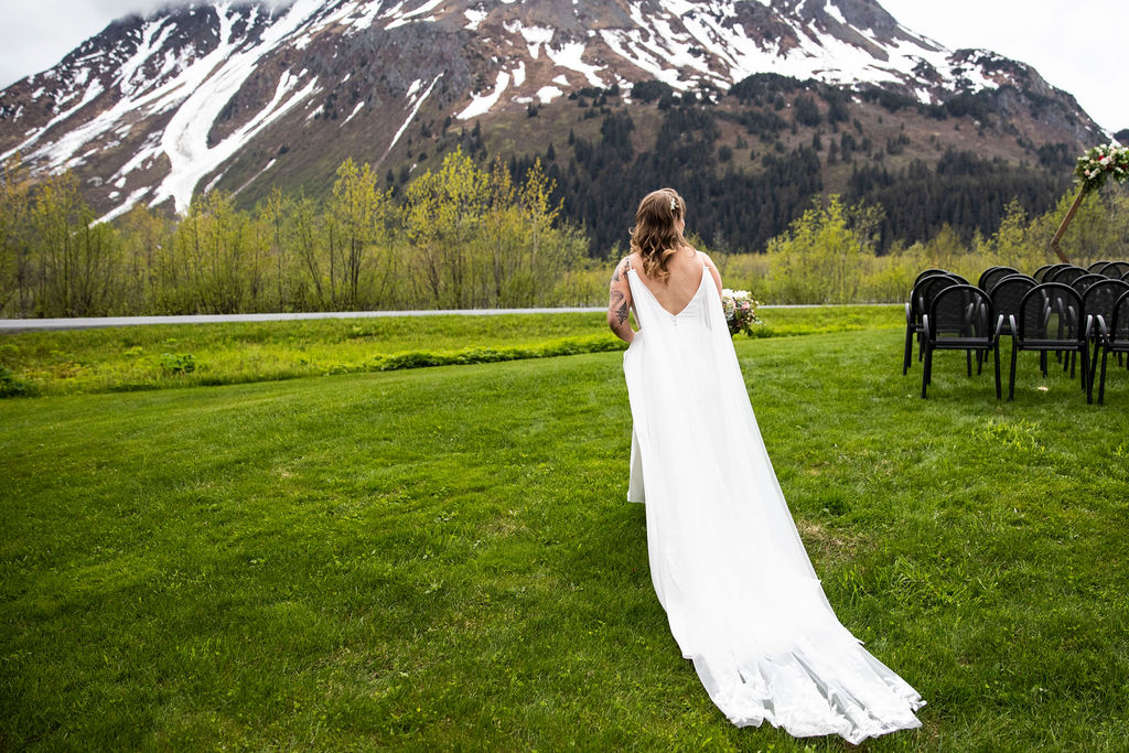 Intimate Wedding in Seward Alaska 
Bridal Cape 
Wedding Day Look 
Bridal Look 